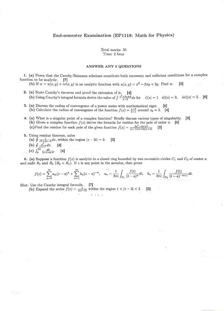 Maths for Physics end sem paper